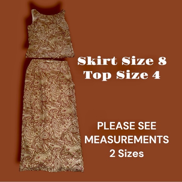 Vintage Paisley Skirt Set in Brown and Cream - Picture 4 of 16